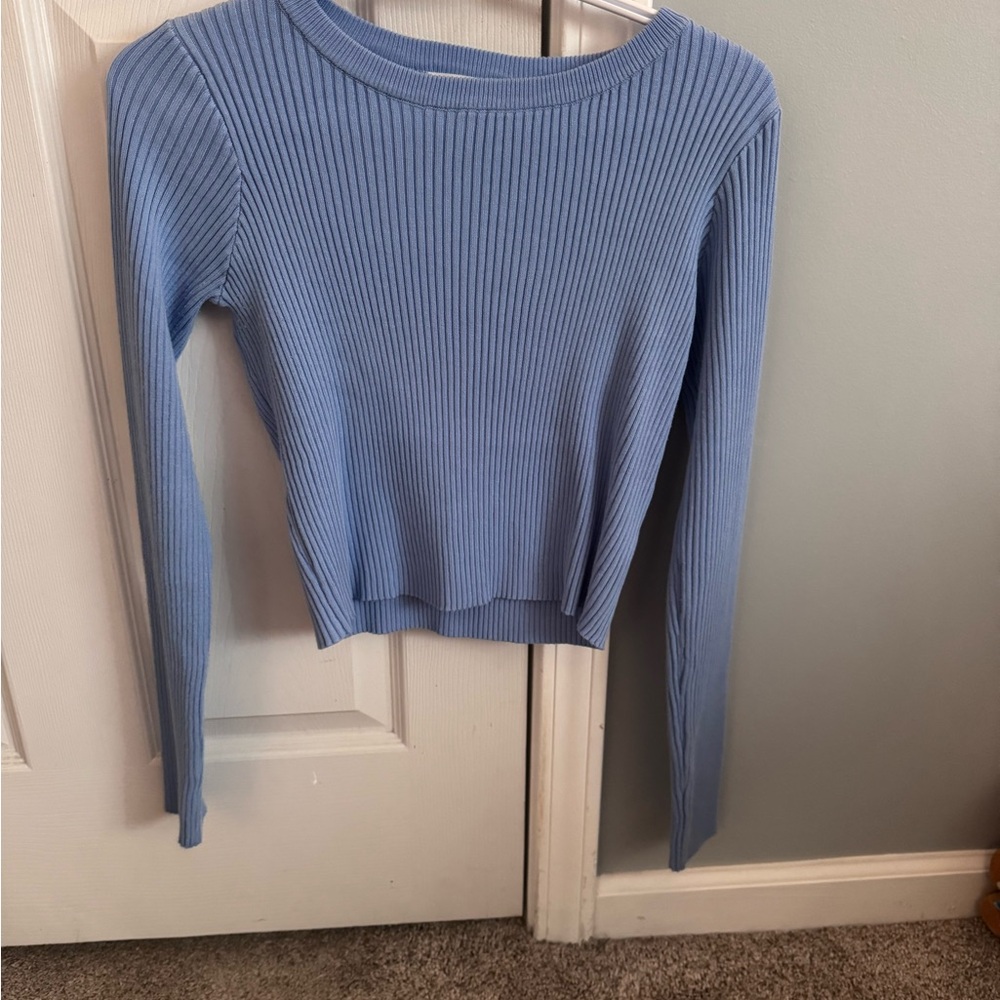 Timing Blue Ribbed Knit Sweater - Picture 3 of 4